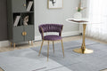 Coolmore Velvet Dining Chairs Set Of 2, Woven Upholstered Dining Chairs With Gold Metal Legs, Modern Accent Chairs For Living Room, Dining Room, Kitchen Purple Velvet Purple Foam Velvet