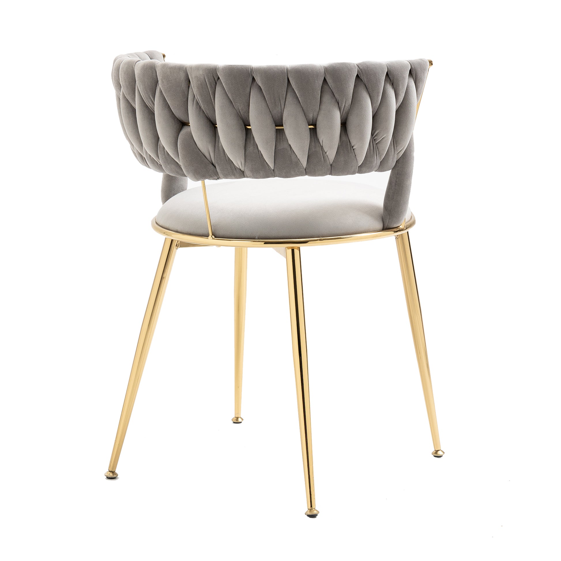 Coolmore Velvet Dining Chairs Set Of 2, Woven Upholstered Dining Chairs With Gold Metal Legs, Modern Accent Chairs For Living Room, Dining Room, Kitchen Grey Velvet Grey Foam Velvet