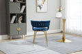 Coolmore Velvet Dining Chairs Set Of 2, Woven Upholstered Dining Chairs With Gold Metal Legs, Modern Accent Chairs For Living Room, Dining Room, Kitchen Navy Velvet Navy Foam Velvet