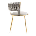 Coolmore Velvet Dining Chairs Set Of 2, Woven Upholstered Dining Chairs With Gold Metal Legs, Modern Accent Chairs For Living Room, Dining Room, Kitchen Grey Velvet Grey Foam Velvet