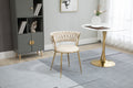 Coolmore Velvet Dining Chairs Set Of 2, Woven Upholstered Dining Chairs With Gold Metal Legs, Modern Accent Chairs For Living Room, Dining Room, Kitchen Ivory Velvet Ivory Foam Velvet