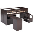 Loft Bed Low Study Twin Size Loft Bed With Storage Steps And Portable,Desk,Espresso Old Sku: Lt000101Aap Espresso Solid Wood