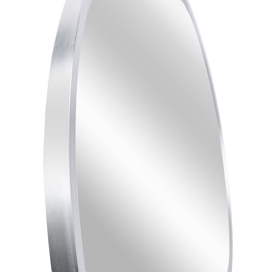 Silver 32 In Metal Round Mirror Silver Classic,Modern Mdf Glass Aluminium