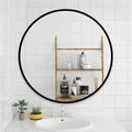 Black 24 Inch Metal Round Bathroom Mirror Black Classic Mdf Aluminium