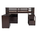 Loft Bed Low Study Twin Size Loft Bed With Storage Steps And Portable,Desk,Espresso Old Sku: Lt000101Aap Espresso Solid Wood