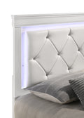 Full 5 Pc Tufted Upholstery Led Bedroom Set Made With Wood In White Box Spring Required Full White Wood 5 Piece Set Bedroom Bed Included,Chest Included,Dresser Included,Mirror Included,Nightstand