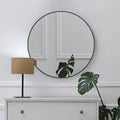 Black 24 Inch Metal Round Bathroom Mirror Black Classic Mdf Aluminium