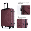 3 Piece Luggage Sets Abs Lightweight Suitcase With Two Hooks, Spinner Wheels, Tsa Lock, 20 24 28 Wine Red Red Abs