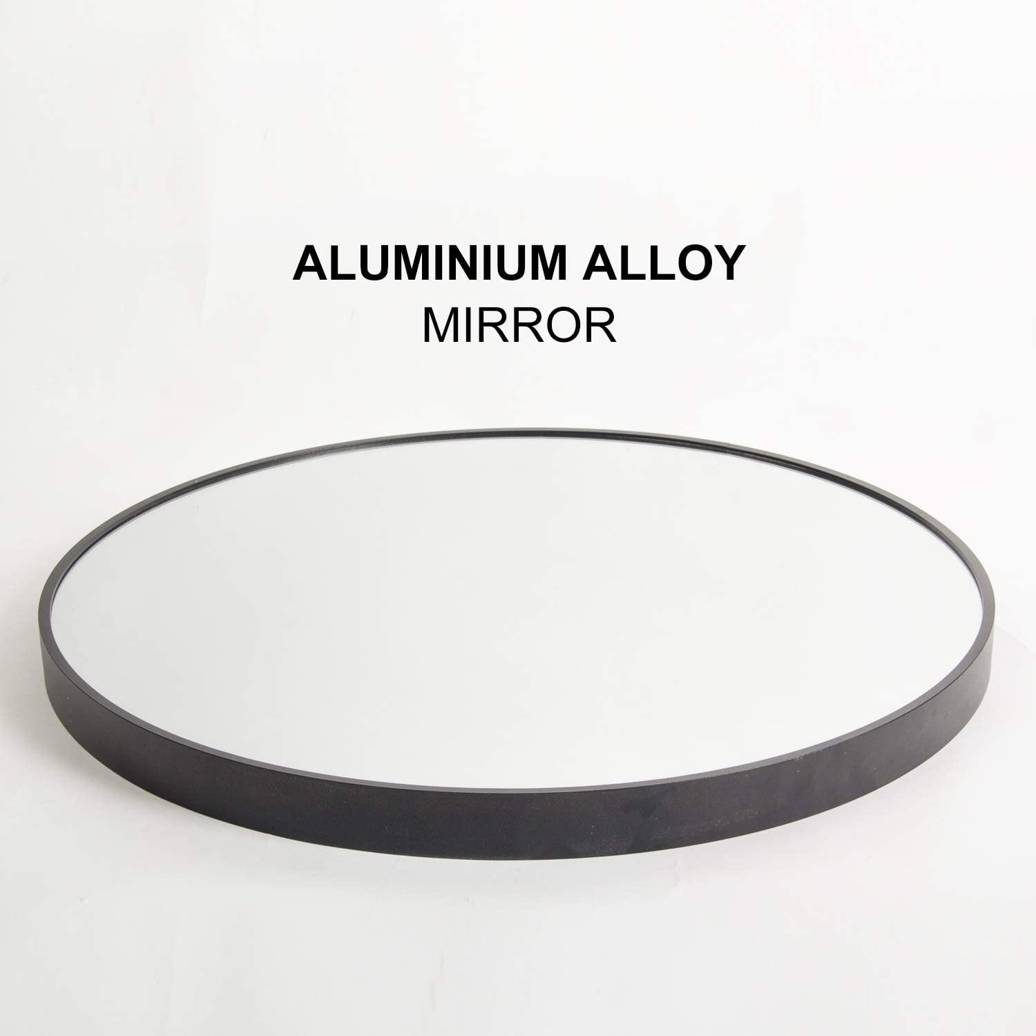 Black 24 Inch Metal Round Bathroom Mirror Black Classic Mdf Aluminium