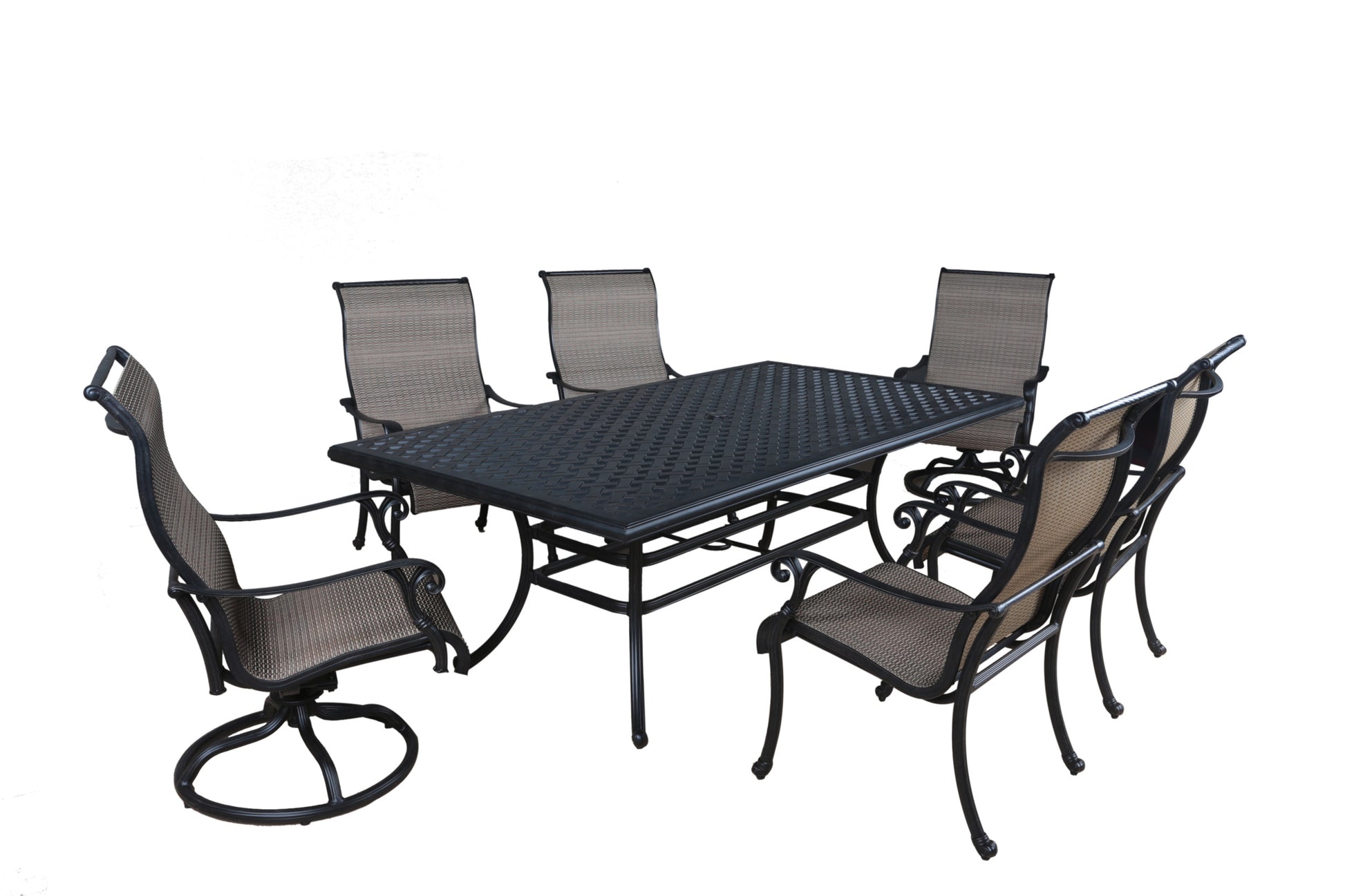 7 Piece Dining Set Antique Bronze Aluminum