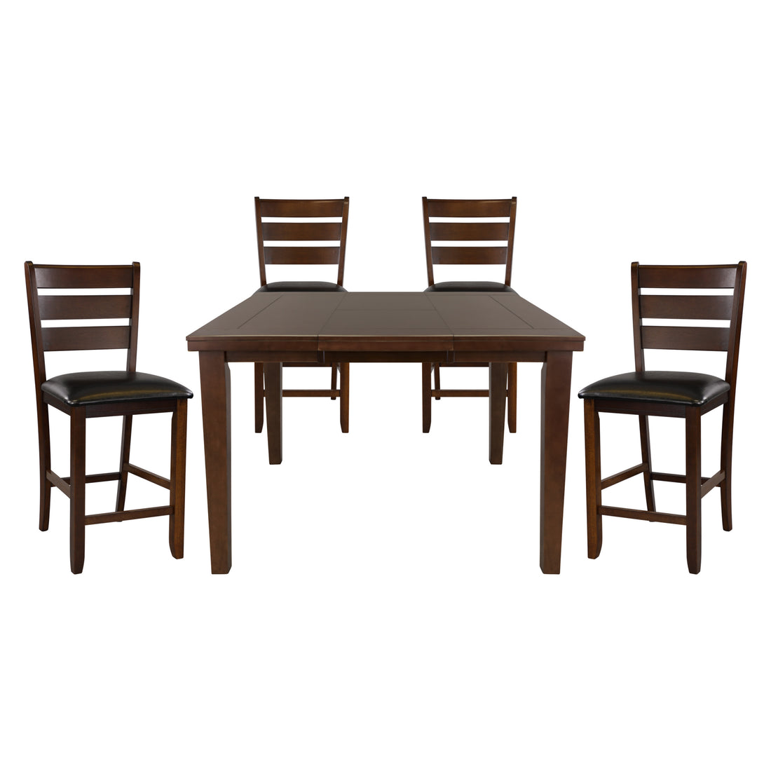 Contemporary Dining 5Pc Set Counter Height Table W Self Storing Extension Leaf And 4X Counter Height Chairs Dark Oak Finish Dining Room Furniture Wood Wood Oak Ladder Back Seats 4 Wood Dining Room Butterfly Leaf Extendable Contemporary Dining Table With