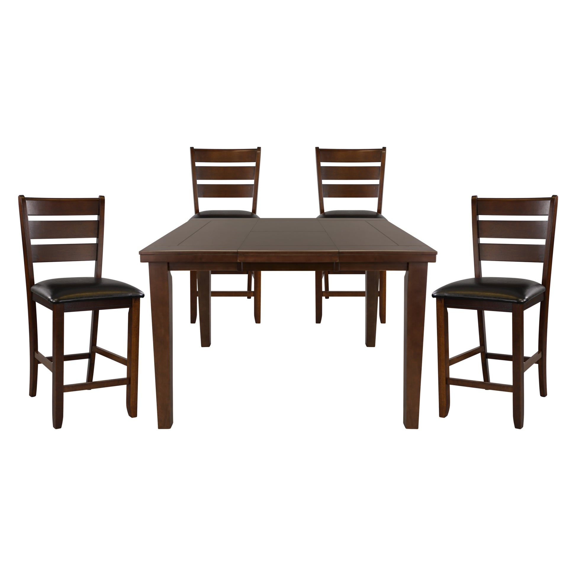 Contemporary Dining 5Pc Set Counter Height Table W Self Storing Extension Leaf And 4X Counter Height Chairs Dark Oak Finish Dining Room Furniture Wood Wood Oak Ladder Back Seats 4 Wood Dining Room Butterfly Leaf Extendable Contemporary Dining Table With