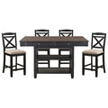 Transitional Style 1Pc Counter Height Table With Storage Drawers 2X Display Shelves Natural And Black Finish Dining Furniture Black Dining Room Transitional Wood