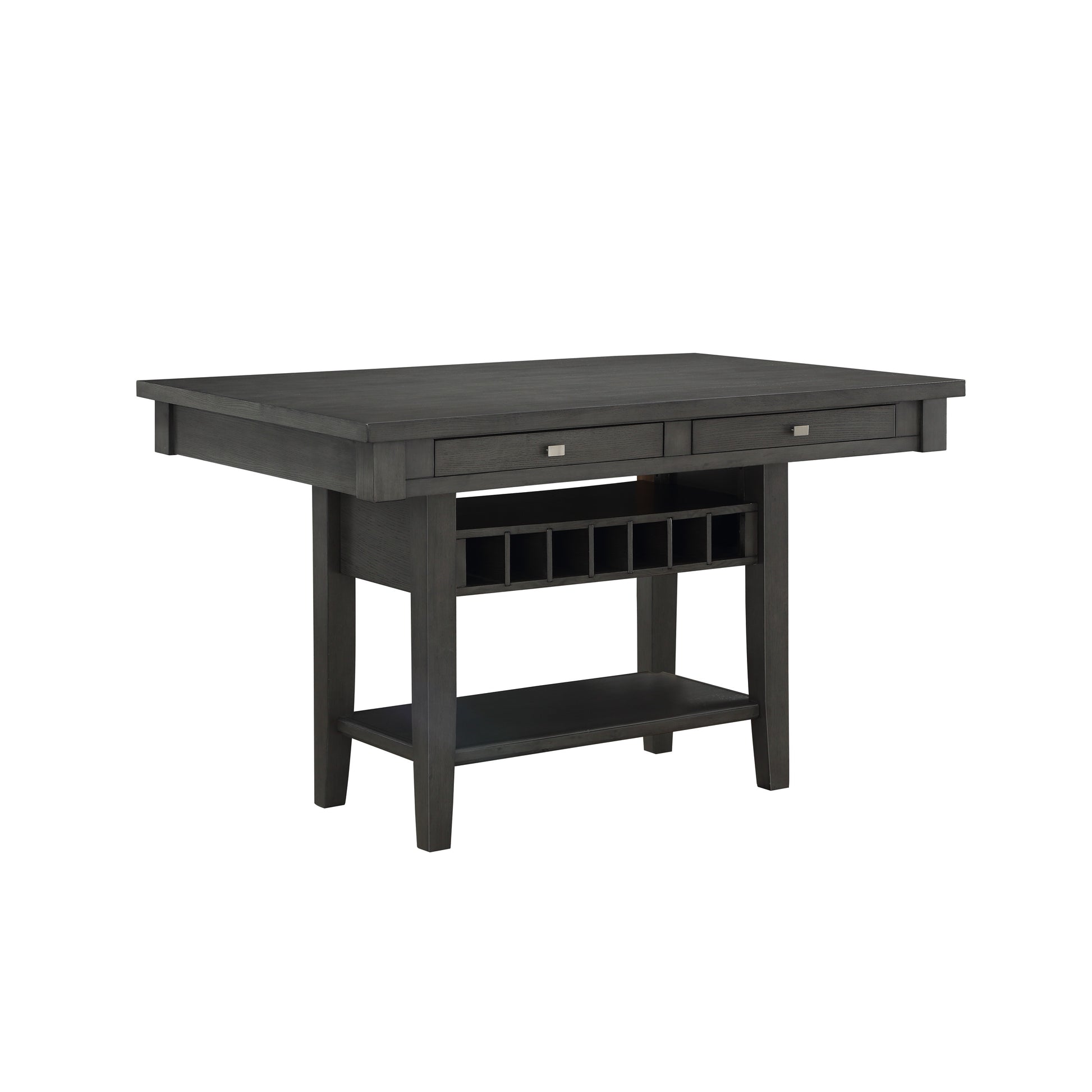 Transitional Gray Finish 1Pc Counter Height Table With Storage Drawers Display Shelf Wine Rack Dining Furniture Gray Dining Room Transitional Wood