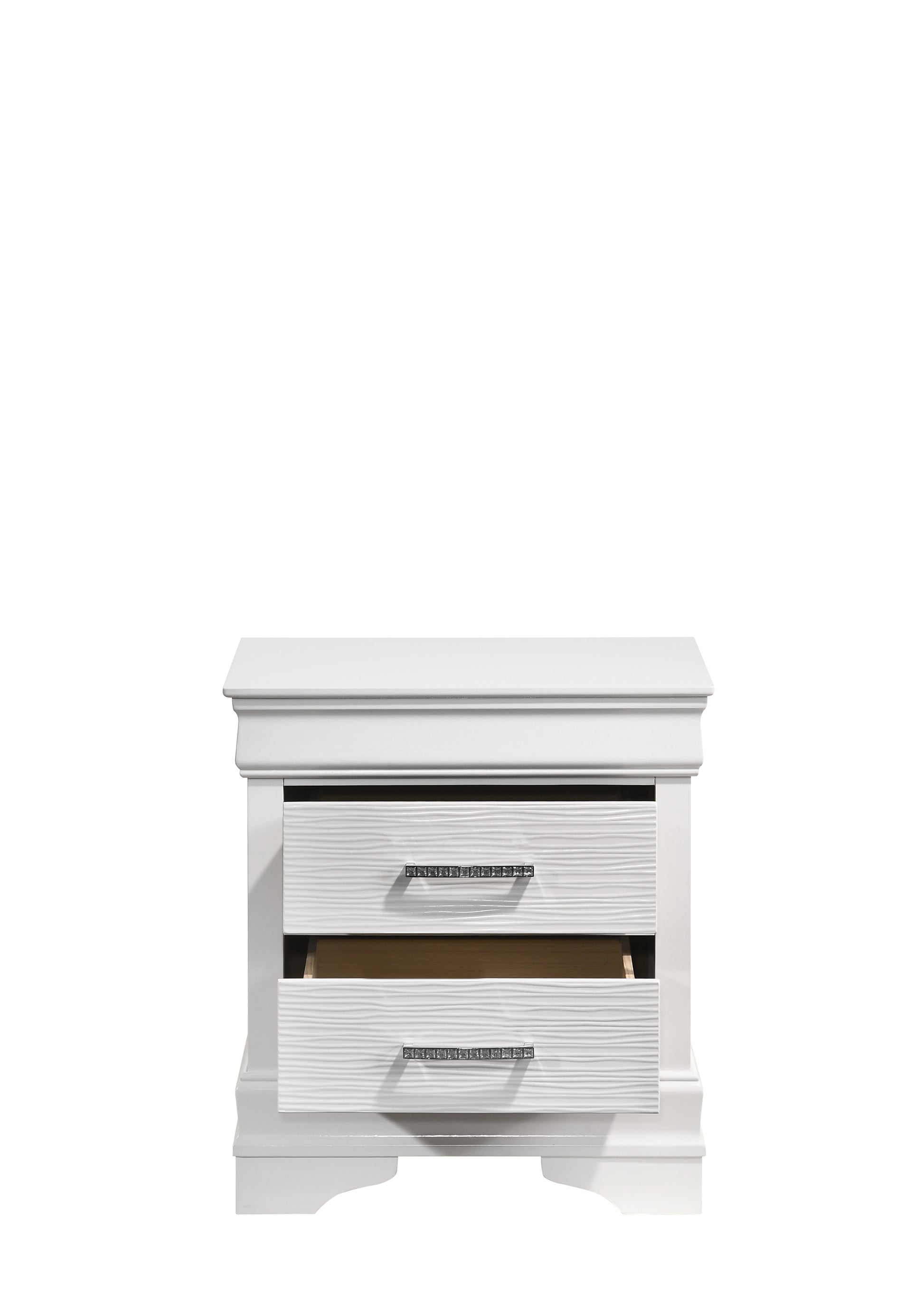 Full 5 Pc Tufted Upholstery Led Bedroom Set Made With Wood In White Box Spring Required Full White Wood 5 Piece Set Bedroom Bed Included,Chest Included,Dresser Included,Mirror Included,Nightstand