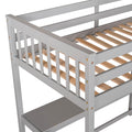 Twin Size Loft Bed With Storage Shelves And Under Bed Desk, Gray Old Sku:Sm000245Aae 1 Gray Pine