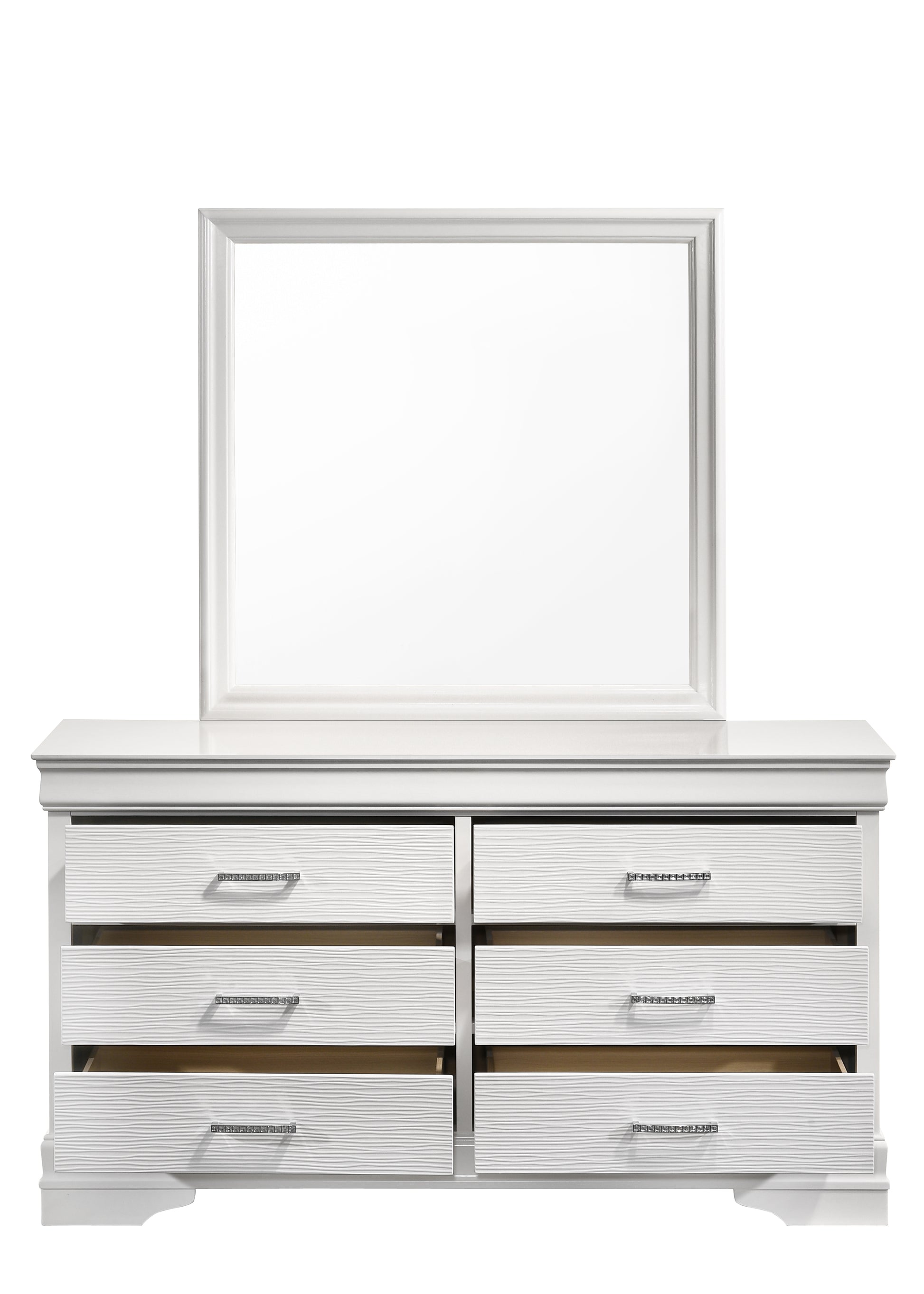 Full 5 Pc Tufted Upholstery Led Bedroom Set Made With Wood In White Box Spring Required Full White Wood 5 Piece Set Bedroom Bed Included,Chest Included,Dresser Included,Mirror Included,Nightstand