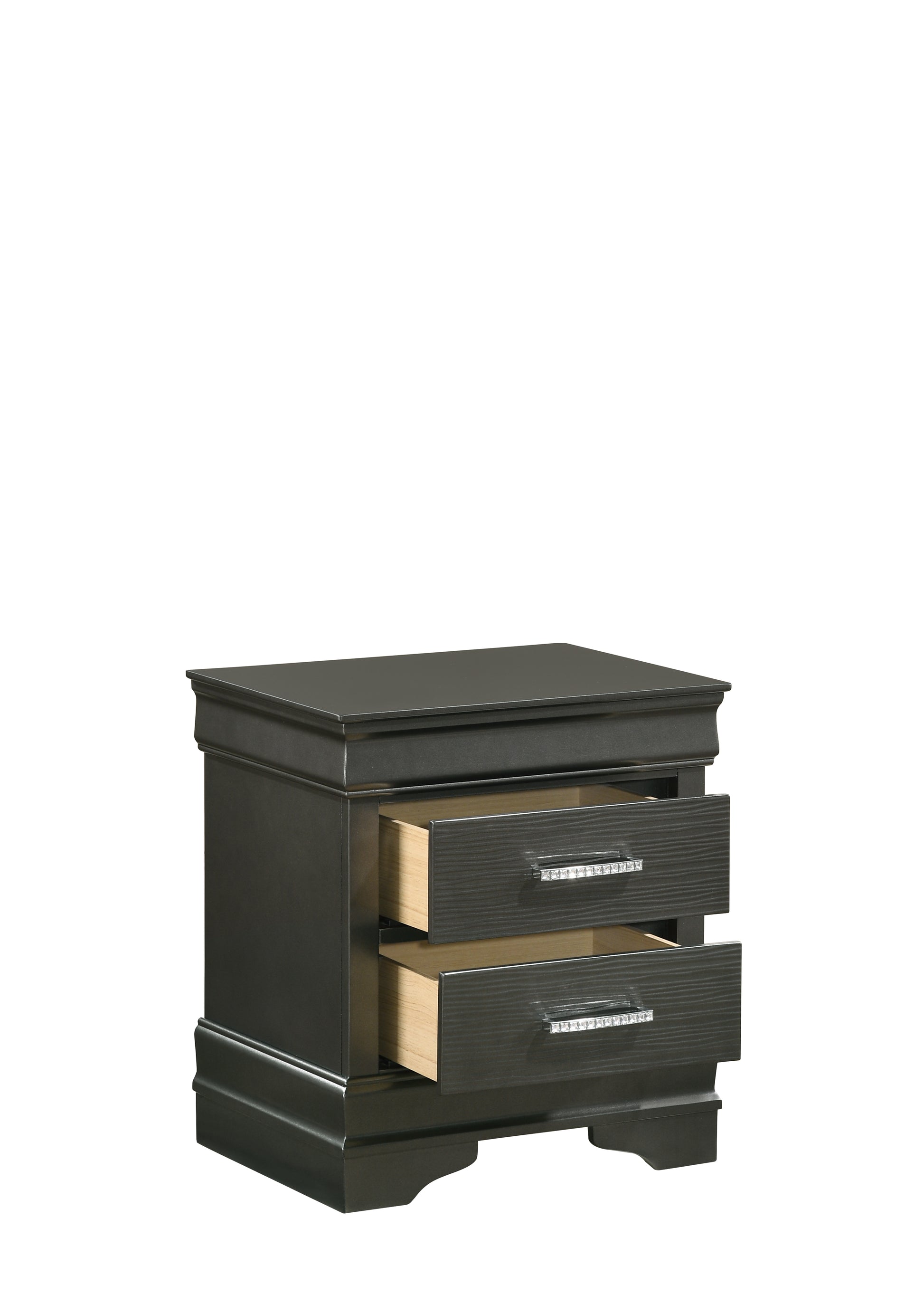 Modern Style Nightstand Made With Wood In Gray Gray 2 Drawers Bedroom Modern Acacia Drawers Upholstered Wood