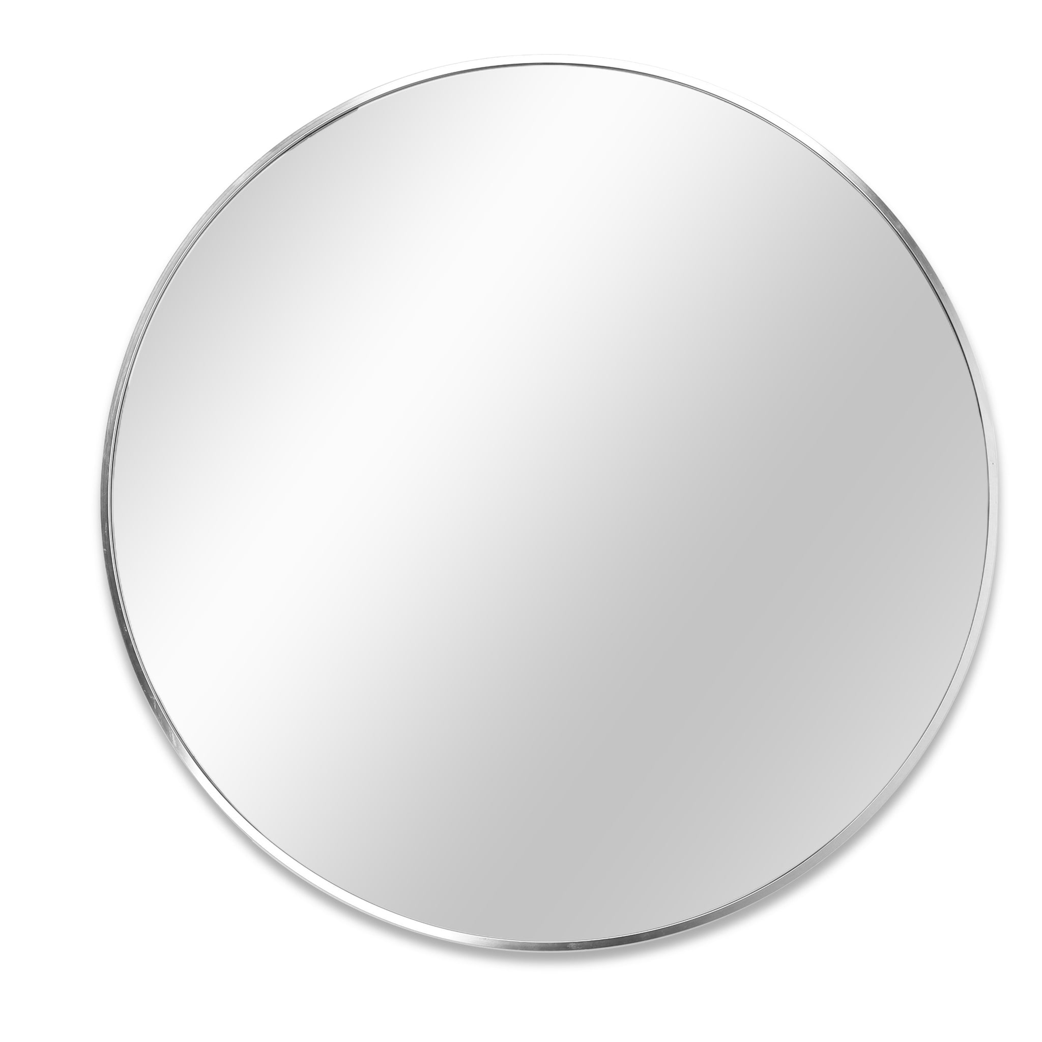 Silver 32 In Metal Round Mirror Silver Classic,Modern Mdf Glass Aluminium