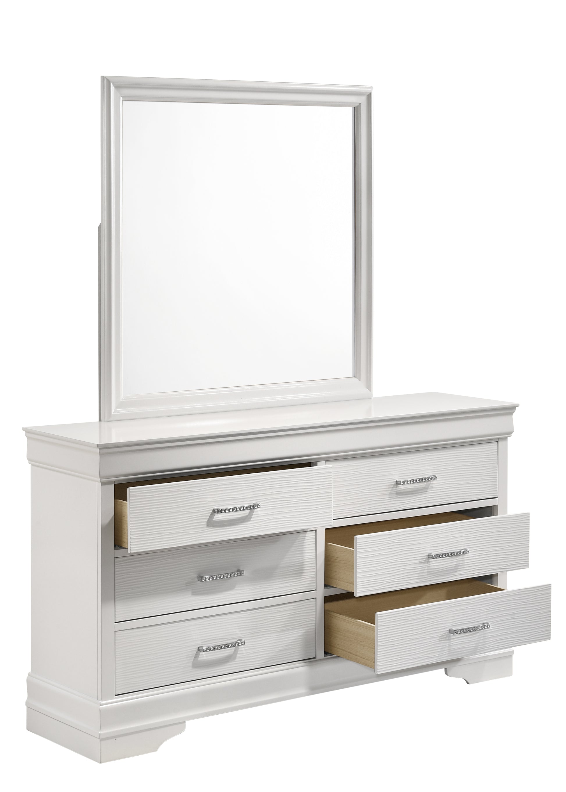 Modern Brooklyn 6 Drawer Dresser Made With Wood In White White Bedroom Modern Acacia Upholstered Wood