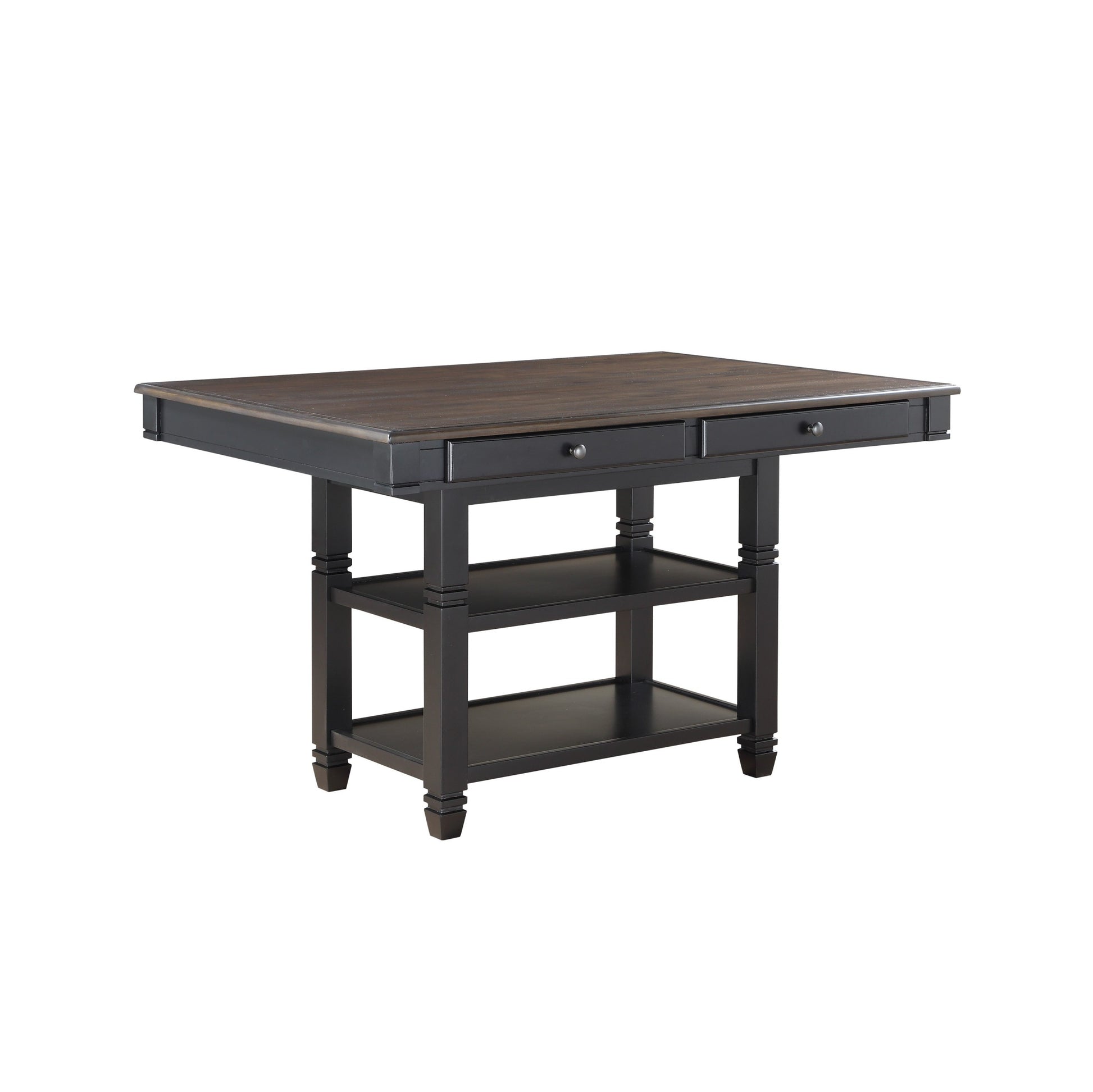 Transitional Style 1Pc Counter Height Table With Storage Drawers 2X Display Shelves Natural And Black Finish Dining Furniture Black Dining Room Transitional Wood