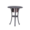 Outdoor Patio Aluminum Round Bistro Table Side Table With Ice Bucket Gunmetal Aluminum