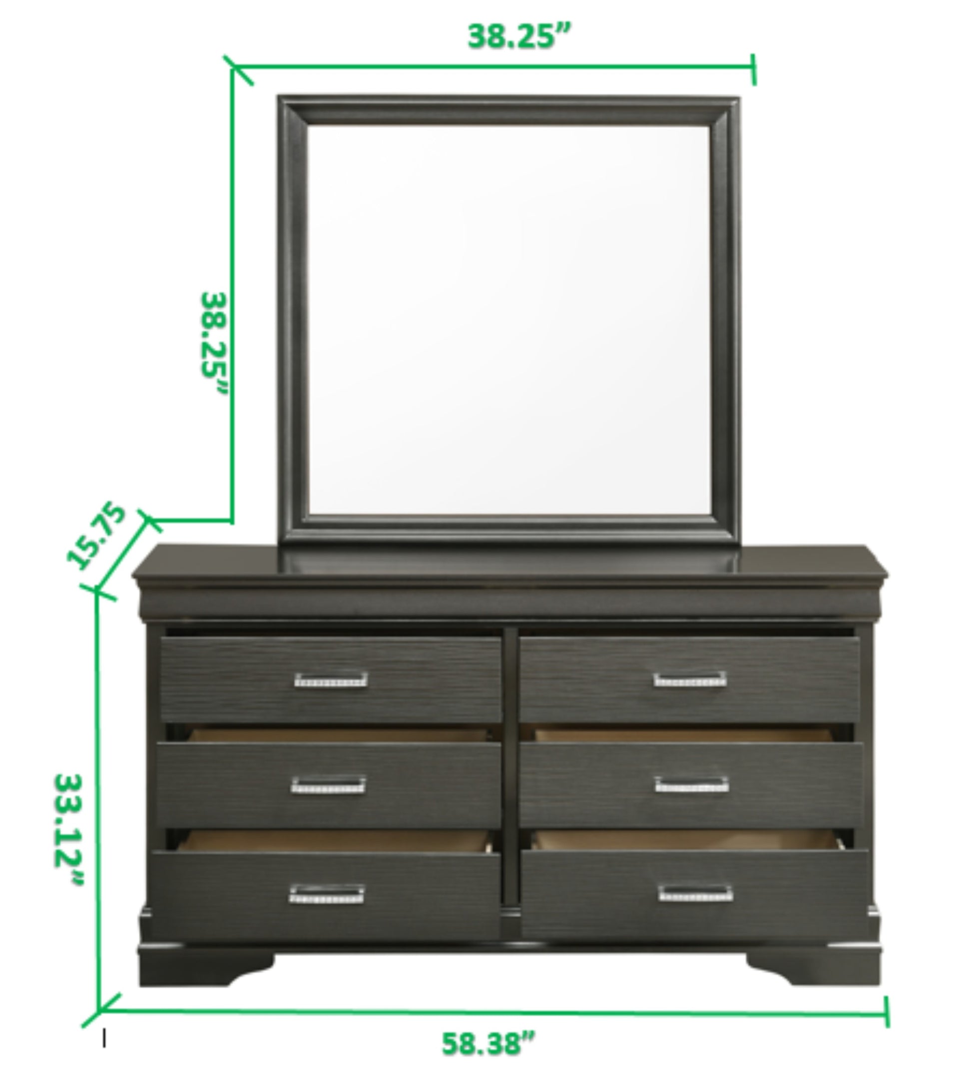 Brooklyn Full 4 Piece Led Bedroom Set Made With Wood In Gray Box Spring Required Full Gray Wood 4 Piece Set Bedroom Bed Included,Dresser Included,Mirror Included,Nightstand Included Modern Acacia Upholstered Polyester Tufted Wood