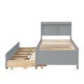 Twin Bed With Twin Trundle,Drawers,Grey Twin Grey Pine