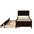 Twin Bed With Bookcase,Twin Trundle,Drawers,Espresso Twin Espresso Pine