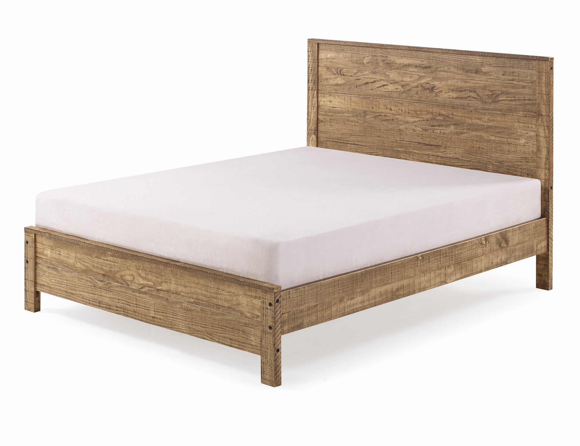 Albany Solid Wood Full Bed Frame With Headboard, Heavy Duty Modern Rustic Full Size Bed Frames, Box Spring Needed Walnut Solid Wood