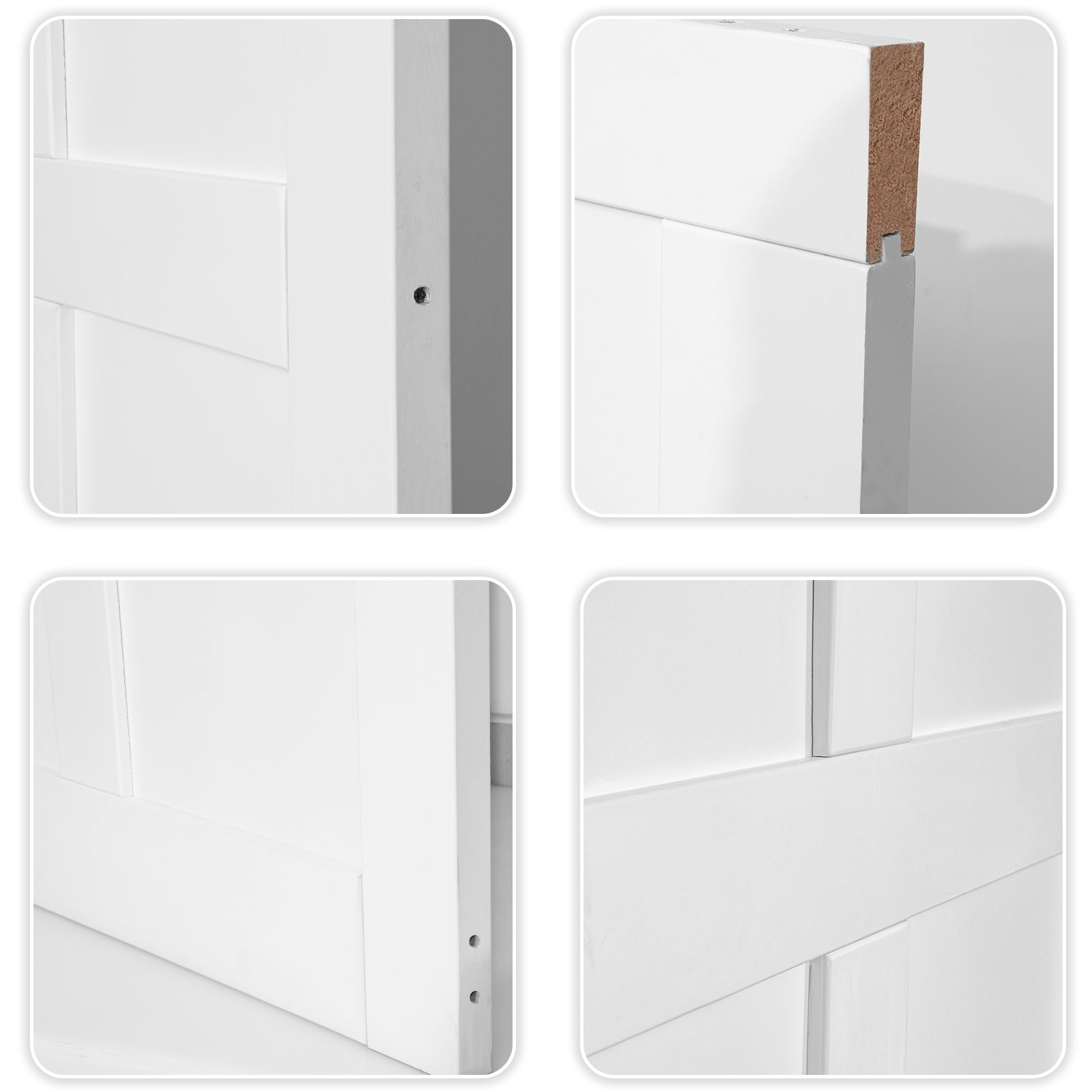 32" X 84" Five Grid Real Primed Door Slab, Diy Panel Door, Modern Interior Barn Door, Water Proof, Anti Deformation, Pre Drilled Ready To Assemble, Suitable For Pre Hung Door And Barn Door White Mdf