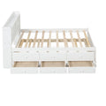 Twin Bed With Bookcase,Twin Trundle,Drawers,White Twin White Pine