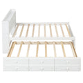 Twin Bed With Bookcase,Twin Trundle,Drawers,White Twin White Pine