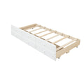 Full Bed With Bookcase,Twin Trundle,Drawers,White Full White Pine