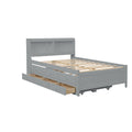 Full Bed With Bookcase,Twin Trundle,Drawers,Grey Full Grey Pine