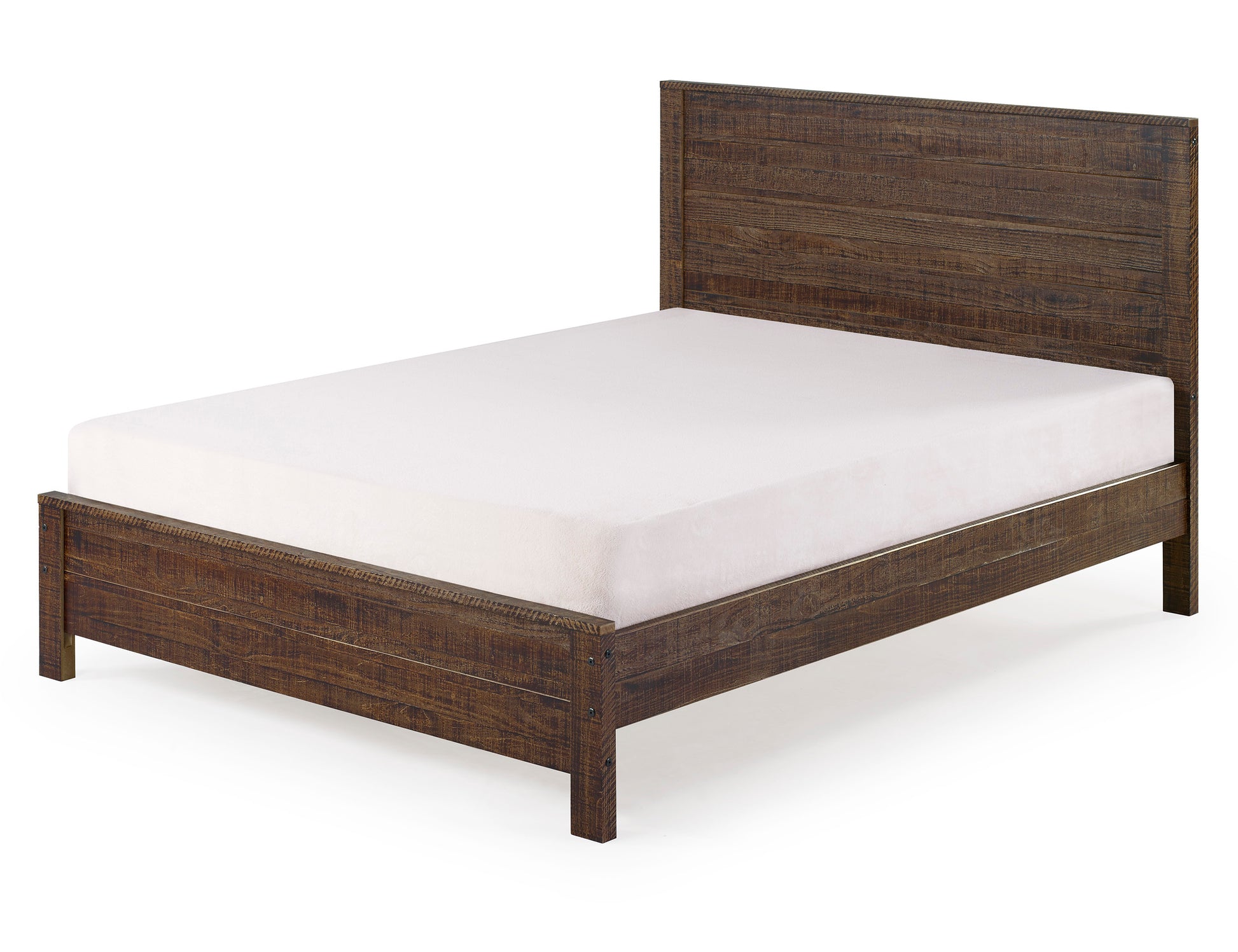 Albany Solid Wood Queen Bed Frame With Headboard, Heavy Duty Modern Rustic Queen Size Bed Frames, Box Spring Needed Espresso Solid Wood