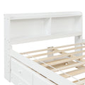 Full Bed With Bookcase,Twin Trundle,Drawers,White Full White Pine