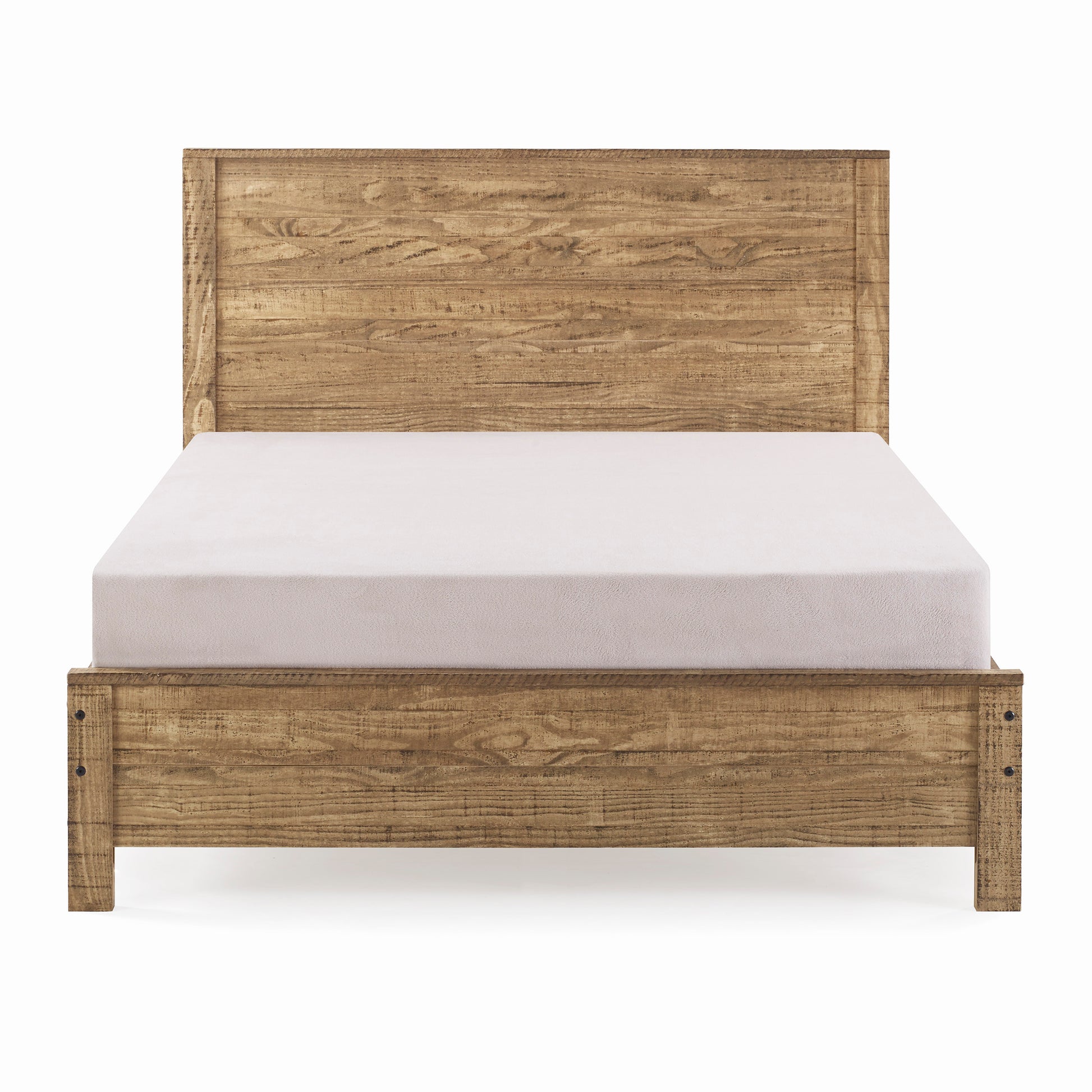 Albany Solid Wood Full Bed Frame With Headboard, Heavy Duty Modern Rustic Full Size Bed Frames, Box Spring Needed Walnut Solid Wood