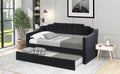 Upholstered Twin Daybed With Trundle,Black Black Upholstered