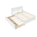 Full Bed With Bookcase,Twin Trundle,Drawers,White Full White Pine