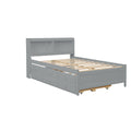 Full Bed With Bookcase,Twin Trundle,Drawers,Grey Full Grey Pine