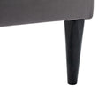 Modern Suede Velvet Curved Upholstered Bed, Trim Queen Dark Grey Polyester Fabric