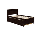 Twin Bed With Bookcase,Twin Trundle,Drawers,Espresso Twin Espresso Pine