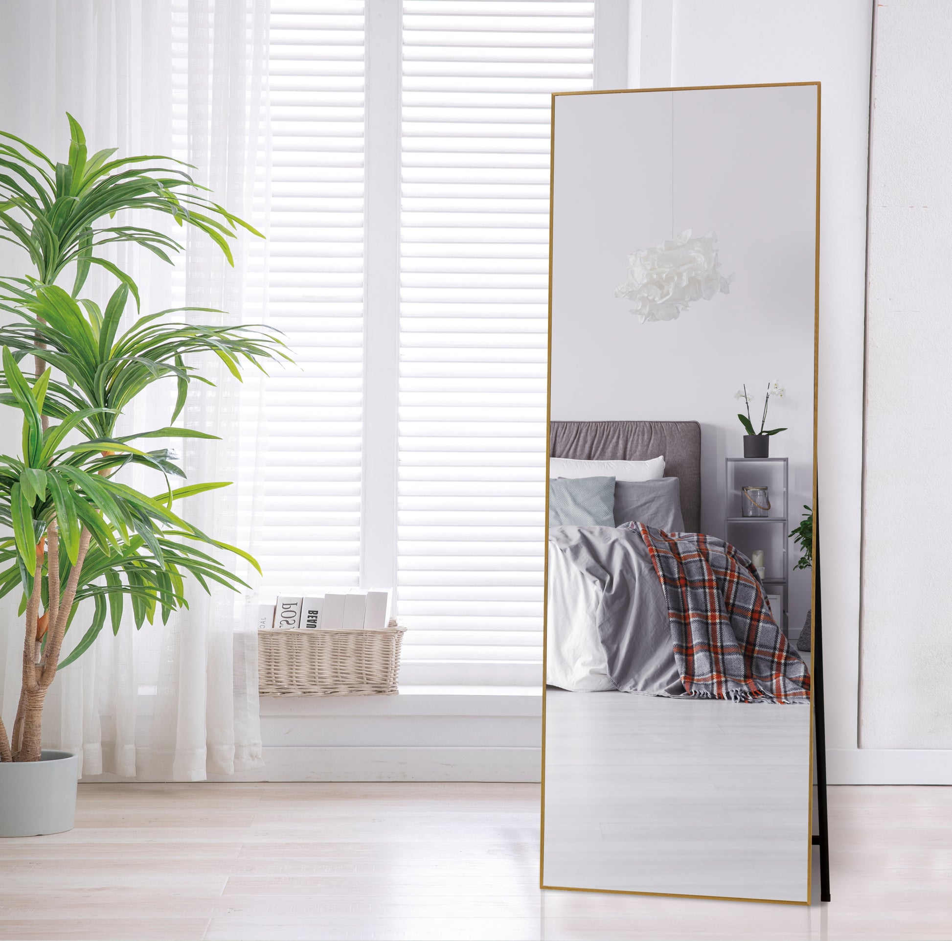 Gold 65 X 22 In Metal Stand Full Length Mirror Gold Classic Mdf Glass Aluminium