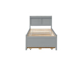 Twin Bed With Twin Trundle,Drawers,Grey Twin Grey Pine