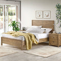 Albany Solid Wood Twin Bed Frame With Headboard, Heavy Duty Modern Rustic Twin Size Bed Frames, Box Spring Needed Walnut Solid Wood