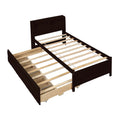 Twin Bed With Bookcase,Twin Trundle,Drawers,Espresso Twin Espresso Pine