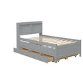 Twin Bed With Twin Trundle,Drawers,Grey Twin Grey Pine