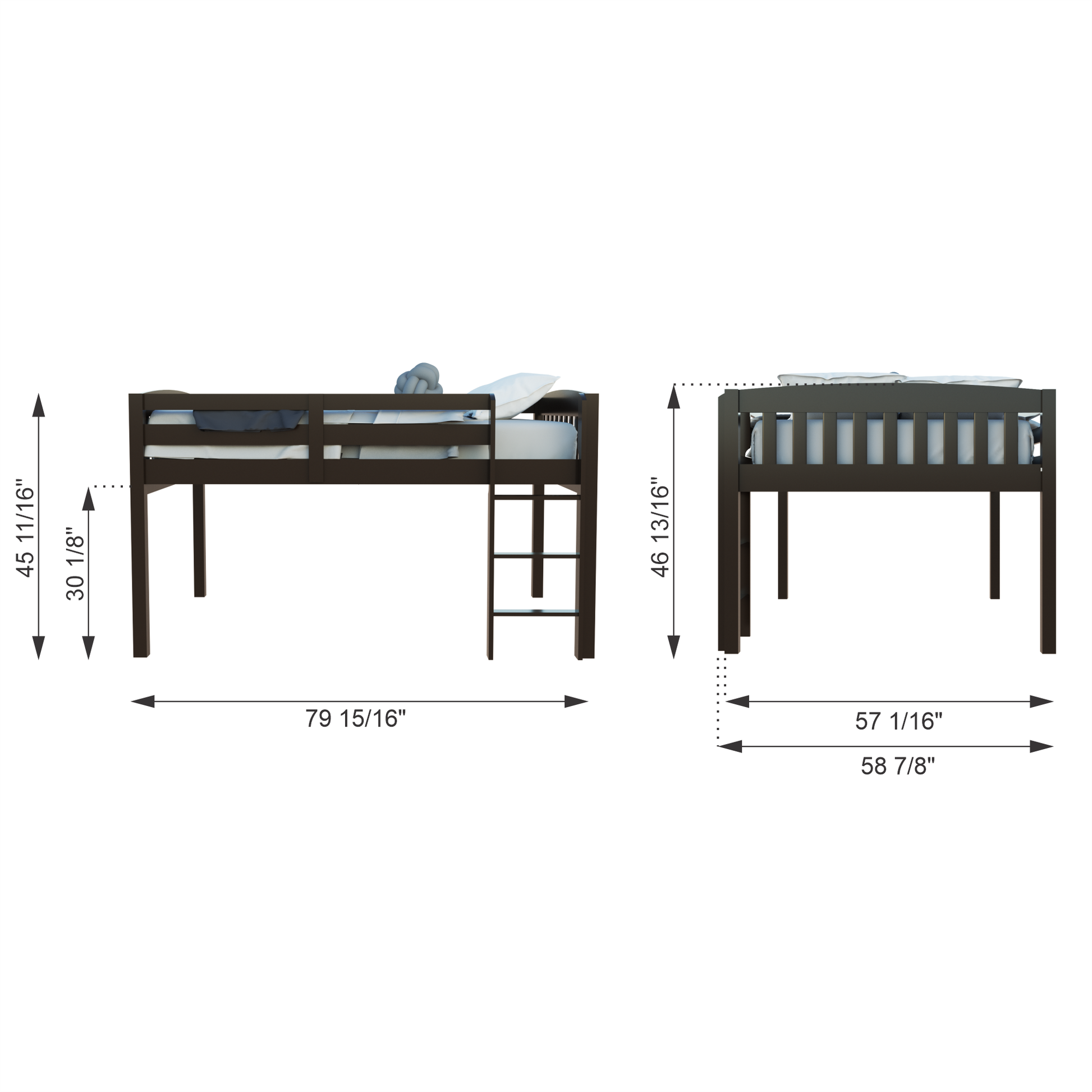 Elbruslow Cappucinno Loft Bed With Storage, Space Saver Full Size Kids Loft Bed With Stairs For Toddlers Assembled In Sturdy Solid Wood, No Box Spring Needed. Cappuccino Solid Wood