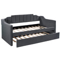 Upholstered Twin Daybed With Trundle,Black Black Upholstered